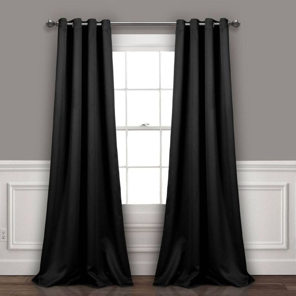 Lush Decor - Set of 2 (84"x52") Insulated Grommet Top Blackout  Black